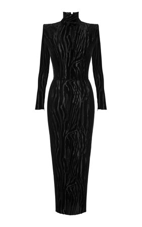 Hadley Zebra-Print Jersey Turtleneck Midi Dress by Alex Perry | Moda Operandi