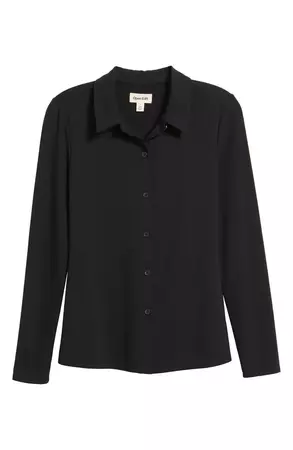 Open Edit Stretch Knit Button-Up Shirt | Nordstrom