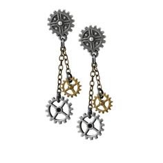 Alchemy Gothic Machine Head Earrings Steampunk Jewelry