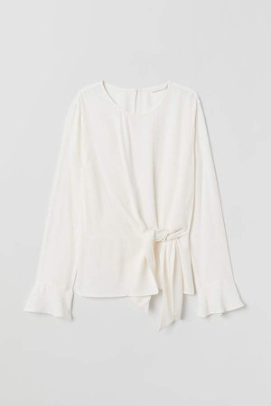 Blouse with Tie Detail - White