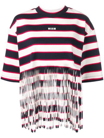MSGM striped fringed T-shirt $183 - Buy Online SS19 - Quick Shipping, Price