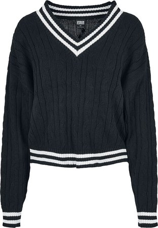 Ladies Short V-Neck College Sweater | Urban Classics Strickpullover | EMP