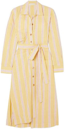 REJINA PYO - Madison Striped Cotton-blend Midi Dress - Pastel yellow
