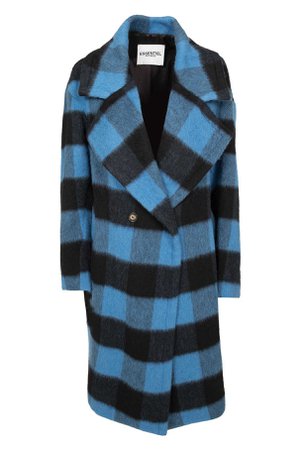 Blue and black checked oversized coat - Essentiel Antwerp - French website