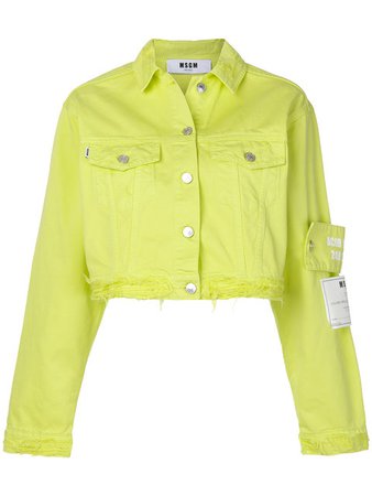 MSGM acid yellow cropped denim jacket