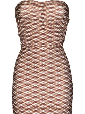 KNWLS Skinn argyle-print Strapless Mini Dress - Farfetch