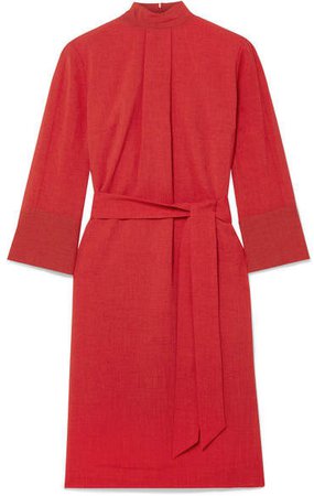Cefinn - Ada Belted Voile Dress - Crimson