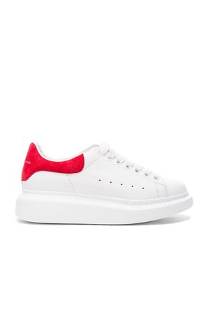 Alexander McQueen Leather Platform Sneakers in White & Crimson | FWRD