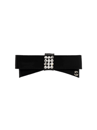 Gucci Black Leather Bow Hair Clip