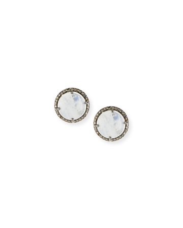 Margo Morrison Faceted Stone & Diamond Button Stud Earrings
