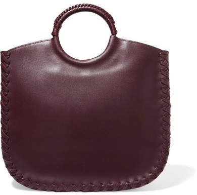 Amaia Whipstitched Leather Tote - Burgundy