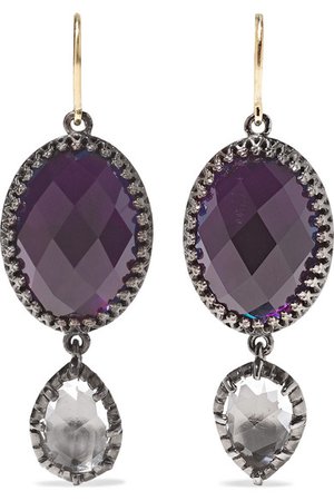 Larkspur & Hawk | Sadie rhodium-dipped, amethyst and quartz earrings | NET-A-PORTER.COM