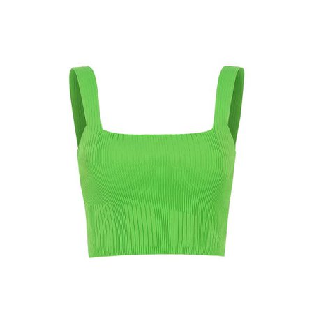 Square Neck Knit Crop Top-Neon Green | NOCTURNE | Wolf & Badger