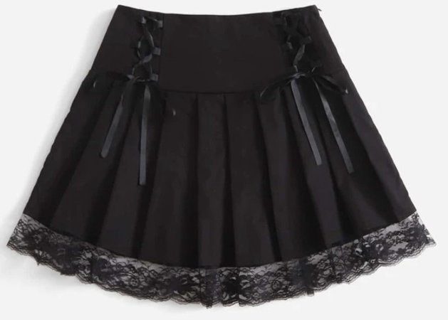 black pleated skirt with lace y2k aesthetic