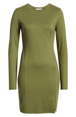 Leith Easy Fit Long Sleeve Minidress | Nordstrom