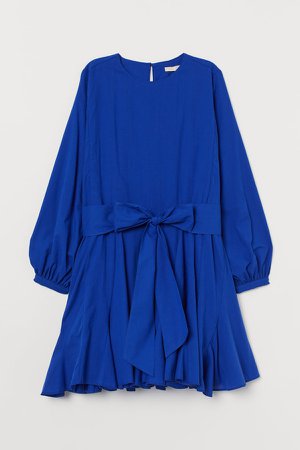 Voluminous Cotton Dress - Blue