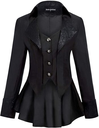 Amazon.com: SCARLET DARKNESS Womens Steampunk Gothic Tailcoat Jackets Victorian Coat Cricus Outfits Black L: Clothing