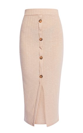 Stone Textured Rib Button Front Midaxi Skirt | PrettyLittleThing USA
