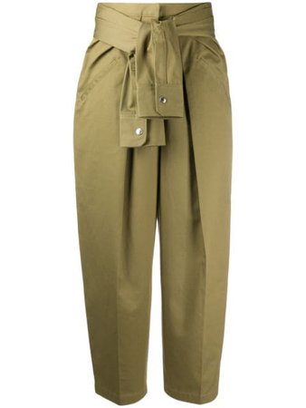 Alexander Wang Tie-Waist Wide Leg Trousers 1WC1204209C334 Green | Farfetch