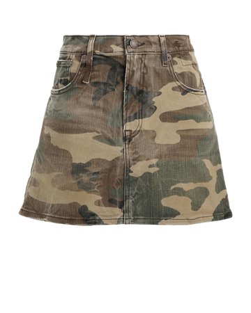 R13 | Camouflage Denim Mini Skirt | INTERMIX®
