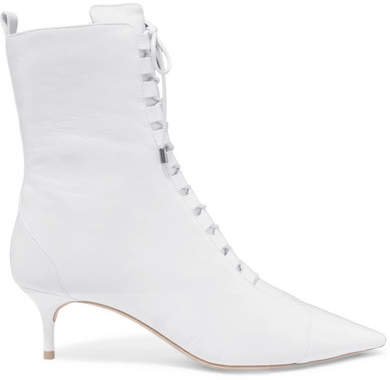 Millen Lace-up Leather Ankle Boots - White