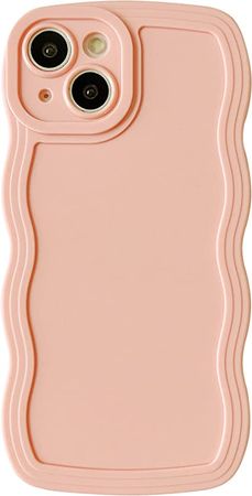 Caseative Solid Color Curly Wave Frame Soft Compatible with iPhone Case (Pink,iPhone 14 Pro Max) : Cell Phones & Accessories