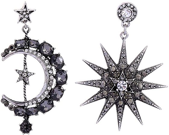 Amazon.com: Exaggerated Luxury Sun Moon Stars Drop Earrings Rhinestone Punk Earrings for Women Jewelry Golden Boho Vintage Statement Earrings: Clothing