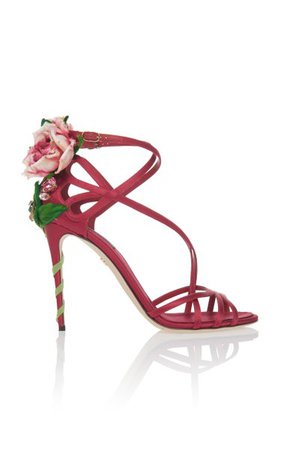 Floral-Appliquéd Satin Sandals By Dolce & Gabbana | Moda Operandi