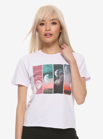 Moon Phase Girls Crop T-Shirt