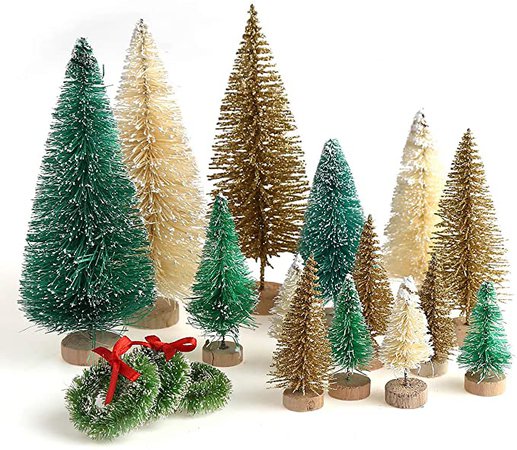 Amazon.com: 30 Pieces Miniature Sisal Frosted Christmas Trees Bottle Brush Mini Trees Plastic Tabletop Trees Ornaments for Christmas Room Decor Home Table Top Decoration and Crafts: Kitchen & Dining