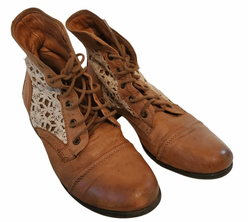 Steve Madden Thundr-C Cognac Multi Crocheted Lace-Up Ankle Boots