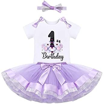 Amazon.com: ODASDO Baby Girls First Birthday Outfit Newborn Infant 1st One Year Old Party Cake Smash Photo Props Crown 1 Cotton Short Sleeve Romper + Princess Tutu Skirt + Headband 3pcs Clothes Set Pink 01: Clothing, Shoes & Jewelry