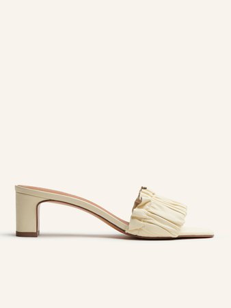 Shereen Ruched Block Heel Mule - Leather Sustainable Shoes | Reformation