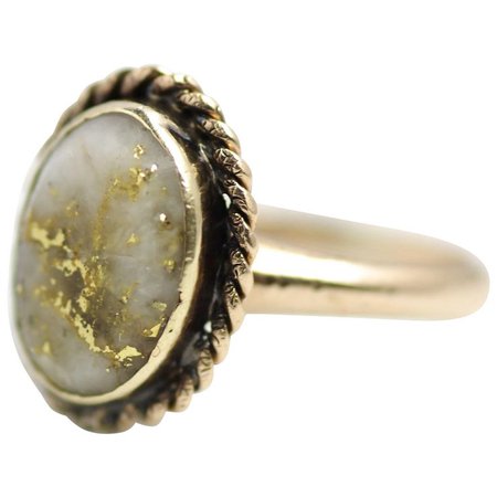 Antique 1890s Late Victorian Gold-in-Quartz and 12K Rose Gold Size 4.5 : The Gemmary | Ruby Lane