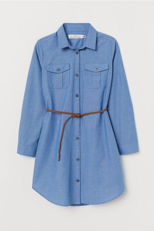 Generous Fit Shirt Dress - Blue/chambray - Kids | H&M US