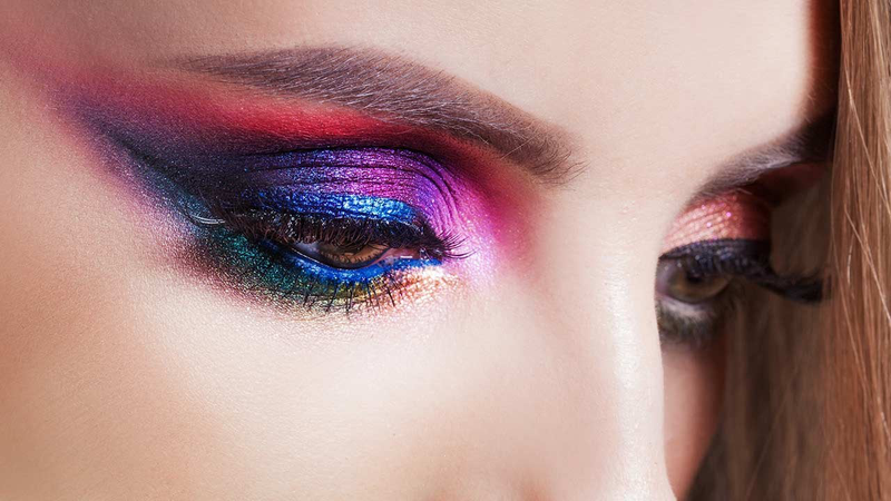 blue purple red bold dramatic colourful eye makeup eyeshadow glitter
