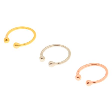 Mixed Metal Faux Nose Rings 3 Pack | Claire's US