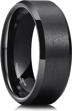 King Will Basic 6mm 7mm 8mm 9mm 10mm Men Wedding Black/Silver Tungsten Ring Matte Finish Beveled Polished Edge Comfort Fit|Amazon.com