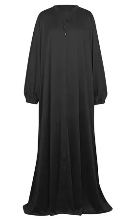 Women's Islamic Warm Black Hidden Button Abaya Detailing With Pockets