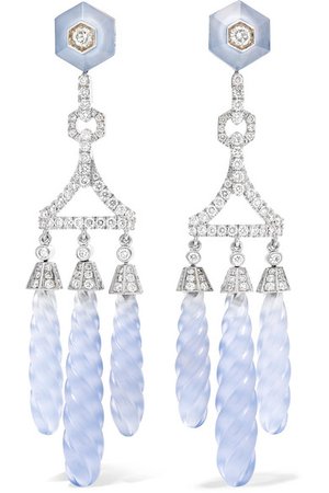 Fred Leighton | Collection 18-karat white gold, chalcedony and diamond earrings | NET-A-PORTER.COM