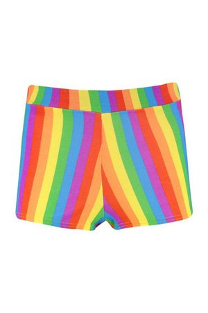 Rainbow High Waisted Hotpant | Boohoo