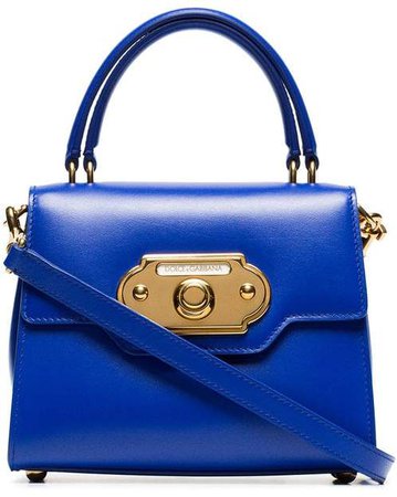 blue Welcome small leather tote