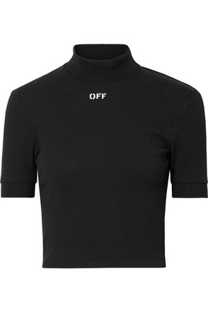 Off-White | Haut à col montant en jersey de coton stretch côtelé imprimé | NET-A-PORTER.COM