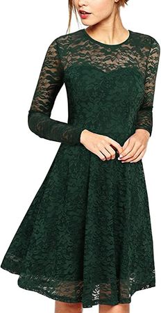 Amazon.com: ZANZEA Women Long Sleeve Floral Lace Crochet A Line Party Cocktail Formal Swing Prom Mini Dress Blue 12 : Clothing, Shoes & Jewelry
