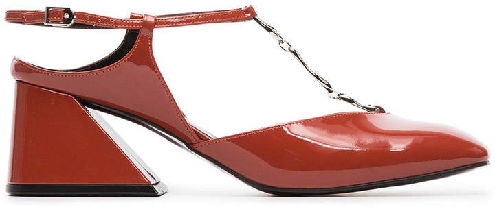 Yuul Yie deep tangerine 60 patent leather pumps