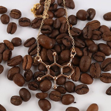 Caffeine Coffee Tea Molecule Necklace Flat | Etsy