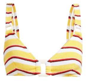 The Tilda Ring Terry Towelling Bikini Top - Womens - Yellow Stripe