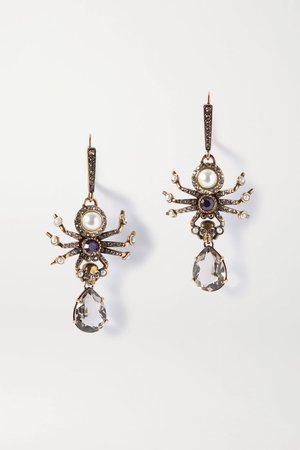 Gold Crystal, faux pearl and gold-tone earrings | Alexander McQueen | NET-A-PORTER