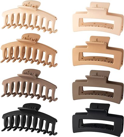Wekin Large Hair Claw Clips, 8 Pack 4.3" Hair Clips for Women & Girls, Strong Hold Matte Claw Hair Clips for Women Thick Hair & Thin Hair, 90's Vintage Jaw Clips (Cream, Beige, Dark Brown, Black) : Amazon.ca: Beauty & Personal Care