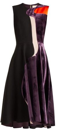 Cora Abstract Velvet Panel Cady Dress - Womens - Black Multi